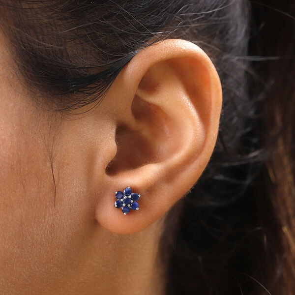 Blauer Saphir Ohrringe 925 Silber platiniert ca. 1,34 ct image number 3