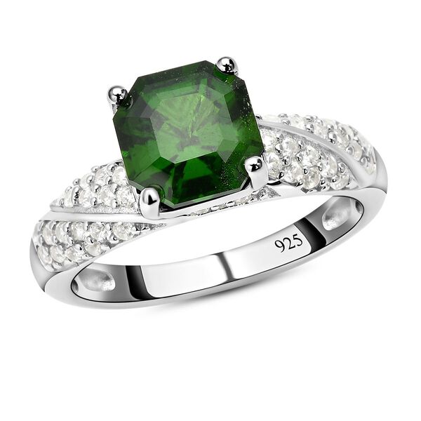 Nat&uuml;rlicher Chromdiopsid und wei&szlig;er Zirkon-Ring - 3,11 ct. image number 4