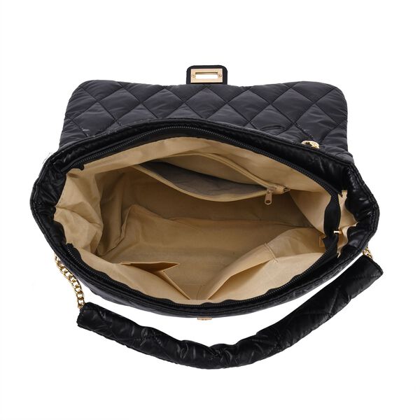 Stilvolle gesteppte Crossbody-Tasche mit RFID Schutz, wasserabweisend, 32x23x10cm, schwarz image number 5