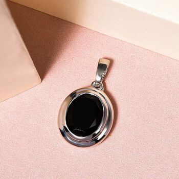 Schwarzer Spinell Anh&auml;nger, Messing platiniert ca. 3.57 ct