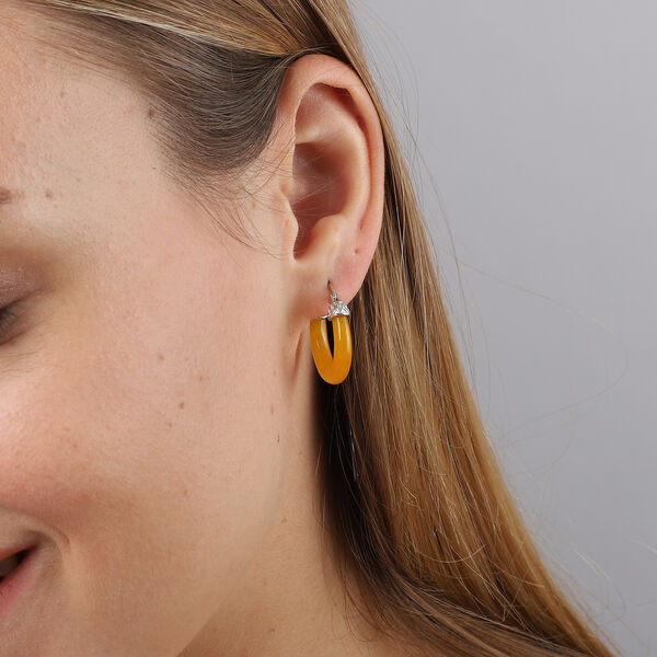 Gelbe Jade-Creolen, 925 Silber rhodiniert, ca. 14,18 ct image number 3