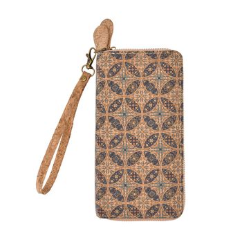 Brieftasche aus Naturkork mit doppelten F&auml;chern und RFID Schutz, 19x10x4 cm, Kaleidoskop