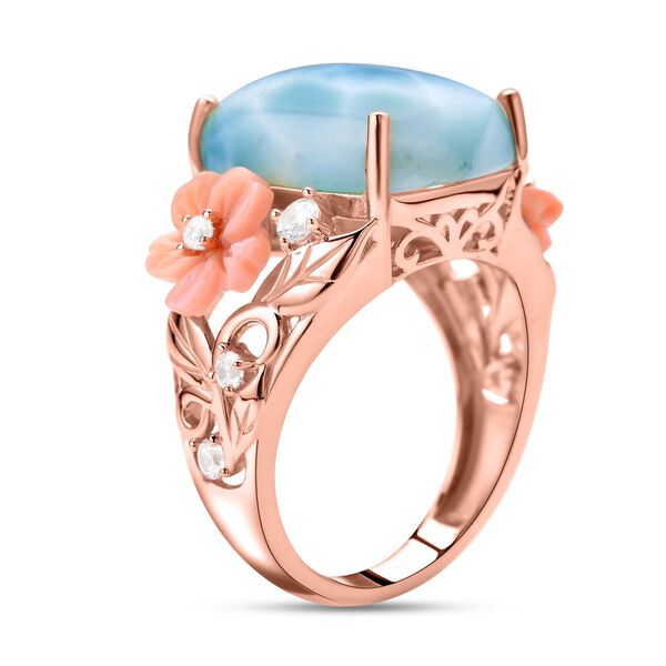 Jardin Kollektion - Larimar und rosa Perlmutt-Ring, 925 Silber ros&eacute;vergoldet  ca. 10,62 ct image number 5