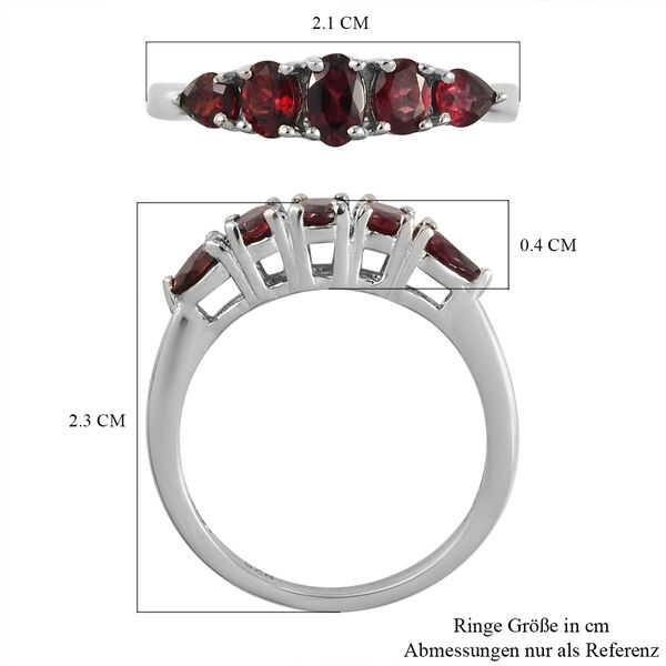 Anthill Granat 5-Stein-Ring, 925 Silber platiniert  ca. 1,13 ct image number 7