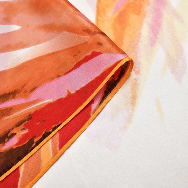 LA MAREY 100% Maulbeeren-Seidenschal, Satin, 53x170 cm, orange image number 3