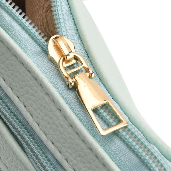 Crossbody-Tasche mit mehreren Rei&szlig;verschlussf&auml;chern und gemustertem Gurt, 19x22cm, Mintgr&uuml;n image number 6