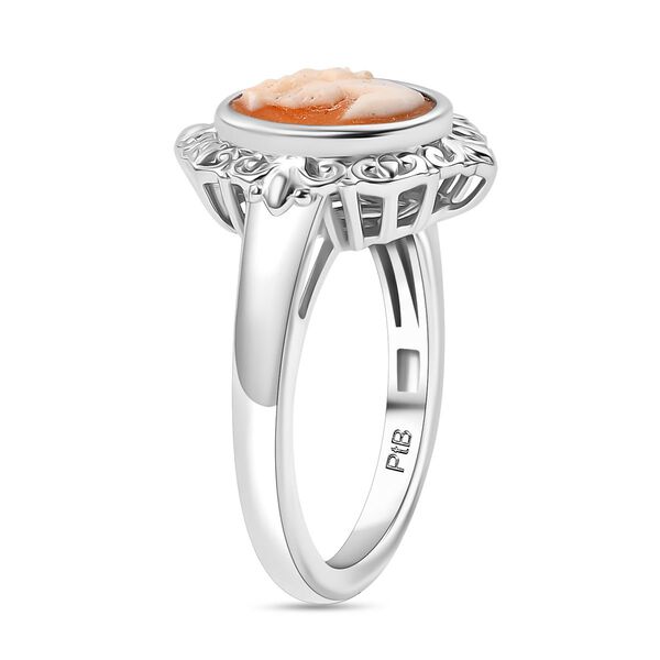 Italienischer Kamee Ring aus Conch-Muschel in Silberton image number 4