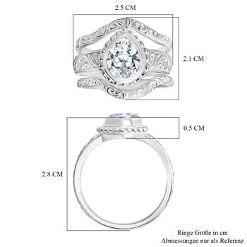 Royal Bali - D Joy Moissanit Ring 925 Silber (Gr&ouml;&szlig;e 19.00) ca. 2.46 ct