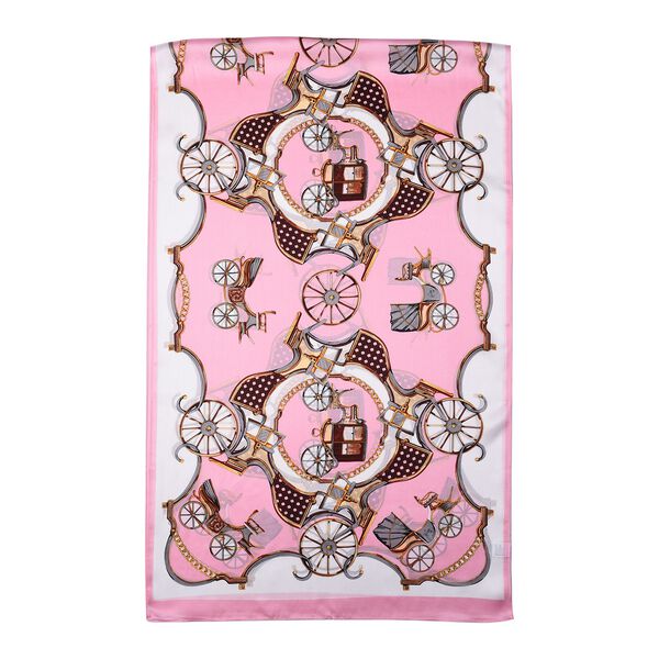 LA MAREY: Bedruckter Schal aus 100% Maulbeerseide, Kutschenmuster, in Geschenkbox, Rosa  image number 4