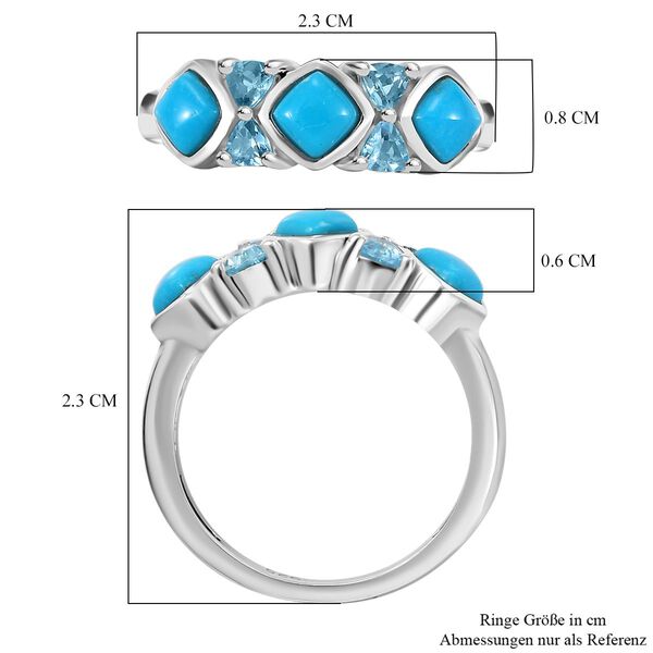 AA Amerikanischer natürlicher Sleeping Beauty Türkis und himmelblauer Topas Ring - 1,51 ct. image number 7