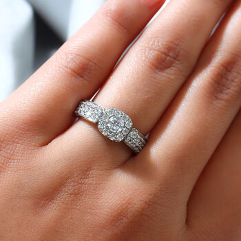 LUSTRO STELLA Hergestellt mit Feinster ZIRKONIA Ring 925 Silber platiniert