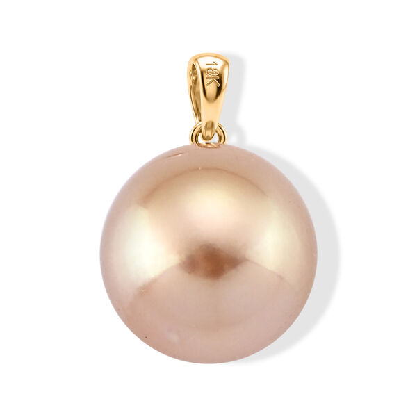 AAAA Goldene S&uuml;dsee Perle (13-14 mm) Anh&auml;nger 750 Gold image number 2