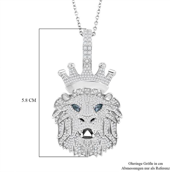Moissanit L&ouml;wenkopf, London Blau Topas Anh&auml;nger mit Kette, 925 Silber rhodiniert ca. 4.07 ct image number 7