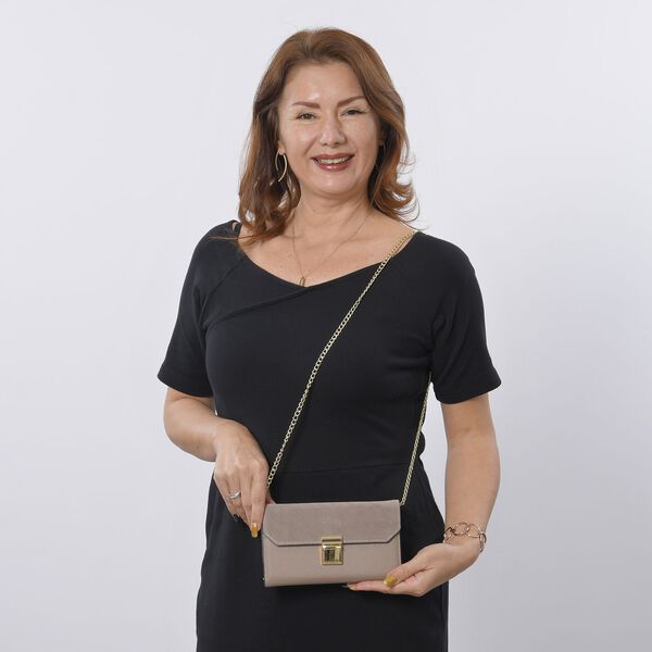 100% Echtleder Clutch mit RFID Schutz, Beige image number 8