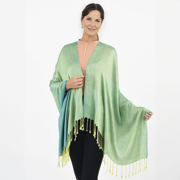 Superweicher doppelgewebter Schal, 70x170 cm, T&uuml;rkis image number 2