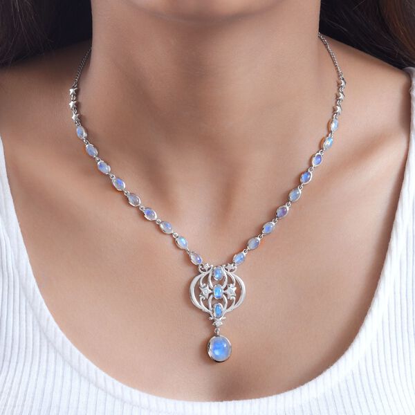 Premium Regenbogen Mondstein Halskette, 45 cm - 18,48 ct. image number 3