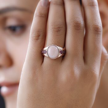 Peruanischer Rosa-Opal und Rhodolith Granat-Ring - 4,71 ct.