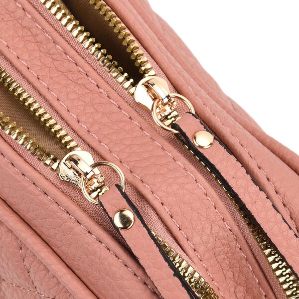 Crossbody-Tasche in Stepp-Optik mit abnehmbarem ethnischem Gurt, 21x13x7,5cm, Rosa image number 6