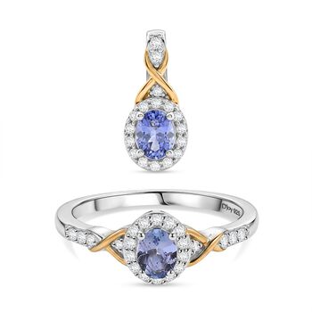 D'Joy Tansanit und Zirkon zweifarbiges Schmuckset - 1,13 ct.