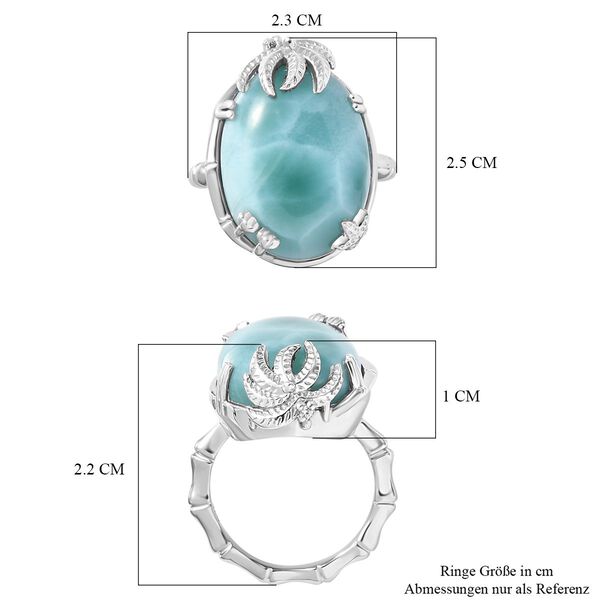 AA Nat&uuml;rlicher gr&uuml;ner Larimar und Zirkon Ring - 19,05 ct. image number 6