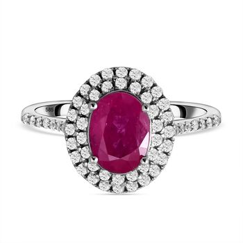 AAA Nat&uuml;rlicher Mosambik-Rubin und wei&szlig;er Diamant-Ring, 585 Wei&szlig;gold (Gr&ouml;&szlig;e 19.00) ca. 1,94 ct