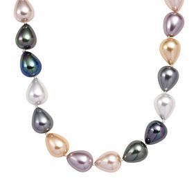 Mehrfarbige Muschelperlen Halskette ca. 50 cm Reiner Edelstahl Standard