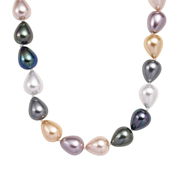 Mehrfarbige Tropfen Muschelkernperle 50cm Halskette