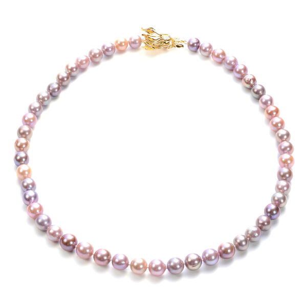 Mehrfarbige Edison Perle mit Drachen Schlie&szlig;e, Nat&uuml;rlicher Chromdiopsid Halskette ca. 50 cm lange 925 Silber Gelb Vermeil