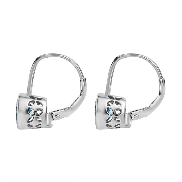 Schweizer Blautopas Ohrringe, 925 Silber platiniert, ca. 1.89 ct image number 3