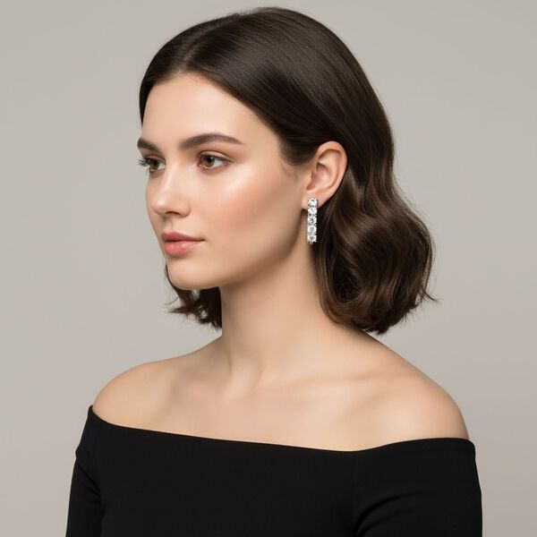 RADIANTA GRA zertifiziert Moissanit (D-VVS) Ohrringe 925 Silber rhodiniert ca. 1.11 ct image number 3