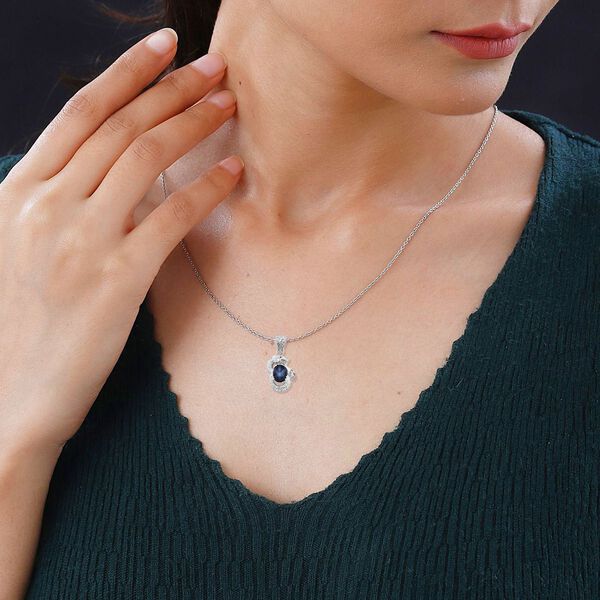 AA Blauer Stern Saphir Anhänger 925 Silber ca. 6,34 ct. image number 2