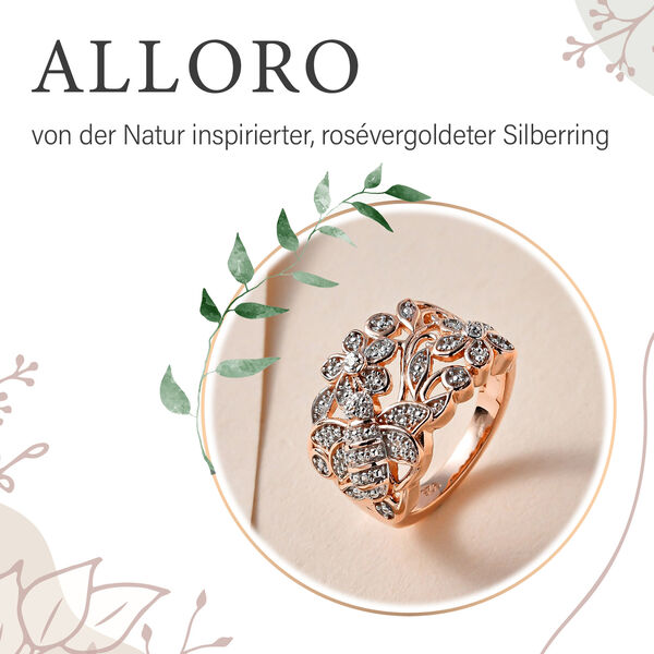 ALLORO von der Natur inspirierter, rosévergoldeter Silberring image number 8