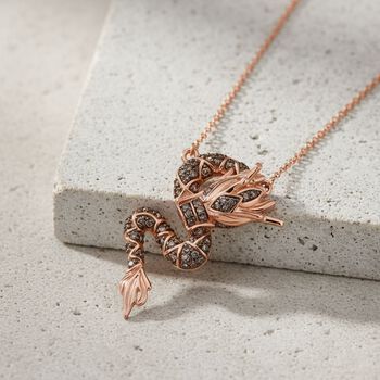 GP - Kanchanaburi Blauer Saphir, Nat&uuml;rlicher Champagner Diamant Schmuckset ca. 50 cm 925 Silber 750 Ros&eacute;gold Vermeil ca. 0,25 ct.