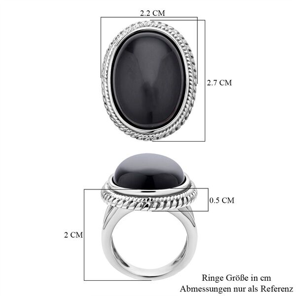 Schwarzer Glasachat Ring Reiner Edelstahl (Größe 18.00) ca. 50,00 ct image number 6