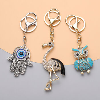 3er-Set- mehrfarbiger Kristall-Schl&uuml;sselanh&auml;nger - 1,20 ct.