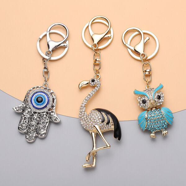 3er-Set- mehrfarbiger Kristall-Schl&uuml;sselanh&auml;nger - 1,20 ct. image number 1