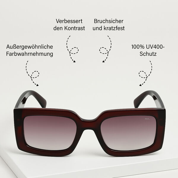 SOLE UND LUCE Swiss Eyewear Damen Sonnenbrille, Transparenter Rahmen, Polarisierte Gl&auml;ser, UV400 Schutz, Cassis image number 2