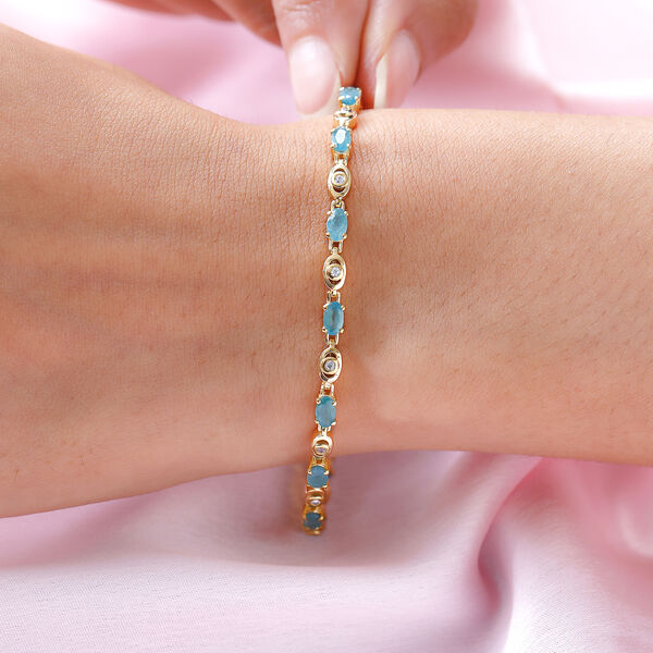 Grandidierit und weißes Zirkon-Armband, ca. 19 cm, 925 Silber vergoldet ca. 3.12 ct image number 3