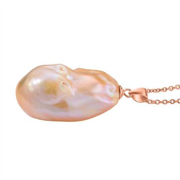 D'Joy AAAA Pfirsich-S&uuml;&szlig;wasser Barockperle Anh&auml;nger mit 50cm Kette, 925 Silber ros&eacute;vergoldet