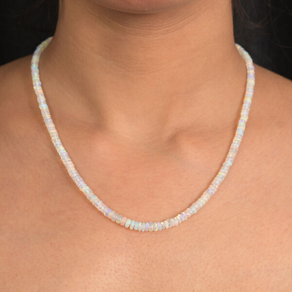 D'Joy Nat&uuml;rlicher, &auml;thiopischer Welo Opal Halskette ca. 45 cm 925 Silber rhodiniert ca. 45,00 ct. image number 2