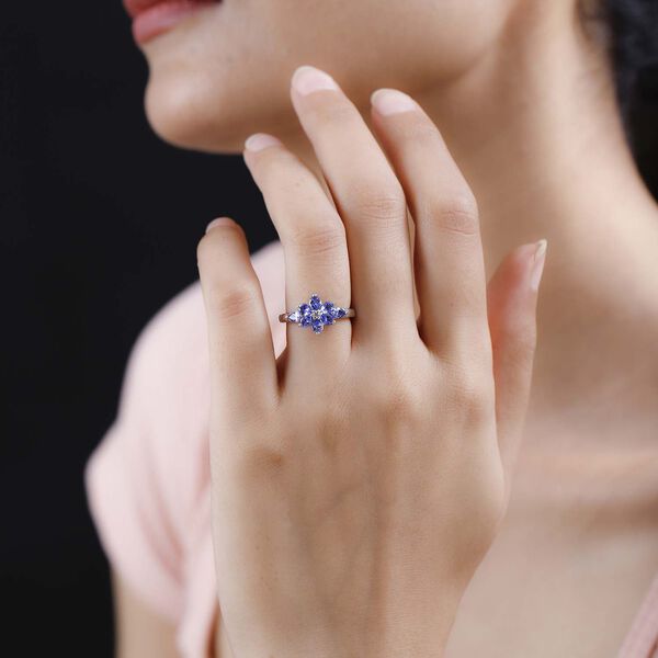 AAA Tansanit und Zirkon Ring - 1,39 ct. image number 2