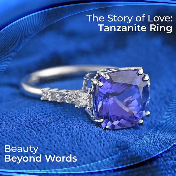 RHAPSODY zertifiziert und gepr&uuml;ft AAAA Tansanit und VS-EF Diamant Ring in 950 Platin - 4 ct. image number 1
