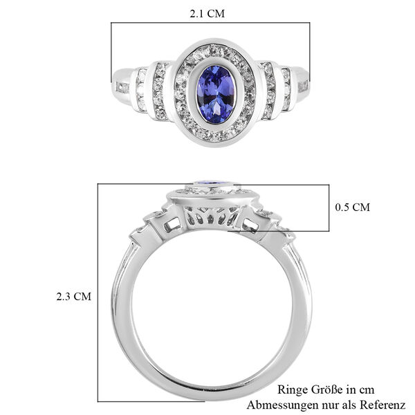 AAA Tansanit und Zirkon-Ring, 925 Silber platiniert  ca. 1,18 ct image number 7