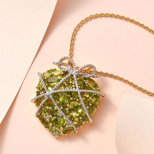 GP Amore Kollektion - natürlicher Peridot-Anhänger mit Kette, 925 Silber vergoldet ca. 8.14 ct image number 1