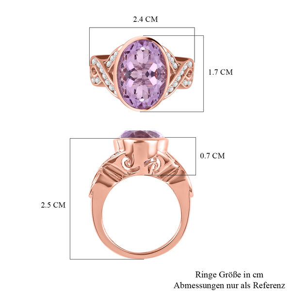 AAA Rose De France Amethyst, wei&szlig;er Zirkon Ring, 925 Silber ros&eacute;vergoldet (Gr&ouml;&szlig;e 16.00) ca. 6.28 ct image number 6