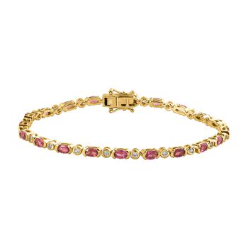 AA Rubellit und wei&szlig;es Zirkon-Armband, 20 cm - 6,31 ct.