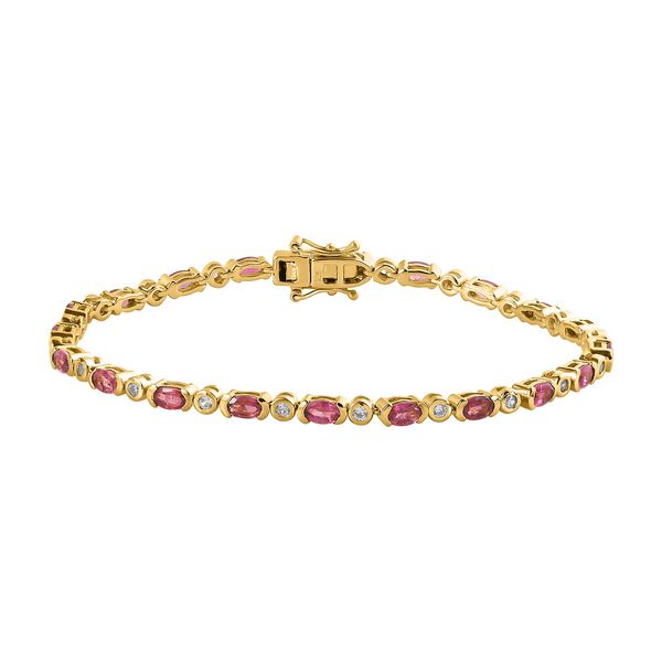 AA Rubellit und wei&szlig;es Zirkon-Armband, 20 cm - 6,31 ct.