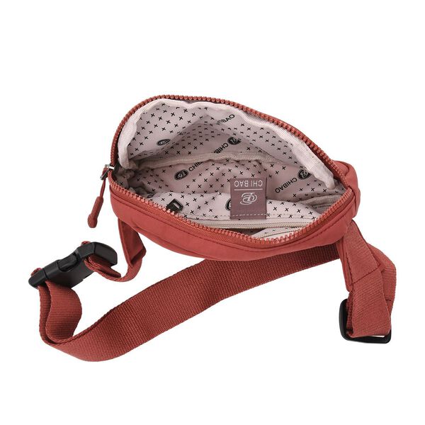 Nylon Crossbody Tasche in Ziegelrot mit praktischen Fächern, 19x12x6cm image number 4
