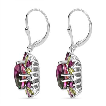 D'Joy Wassermelonen Triplett Quarz, Rhodolith Granat, Peridot und Zirkon Ohrringe - 8,22 ct.