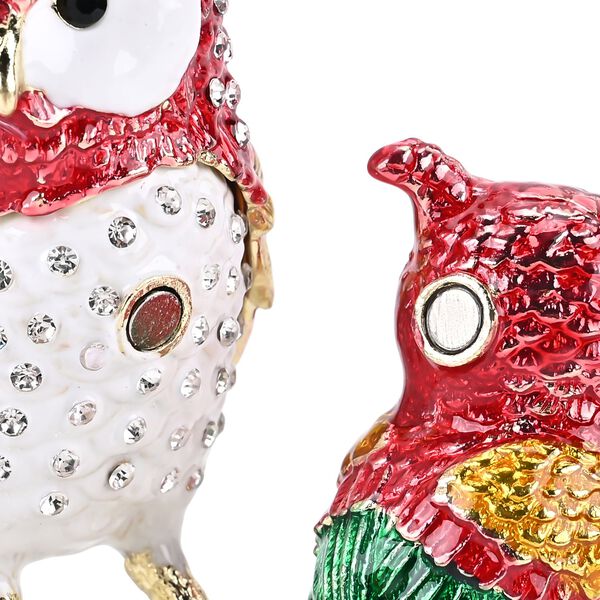 Dekorative Aufbewahrungsbox in Eulen-Form, 6x4,2x7,5cm, Rot image number 4